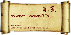 Mancher Barnabás névjegykártya